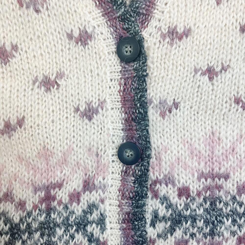 St. John's Bay Sweater Vest XL Cream Pink Fair Isle Knit Button Front V-Neck - Picture 6 of 8